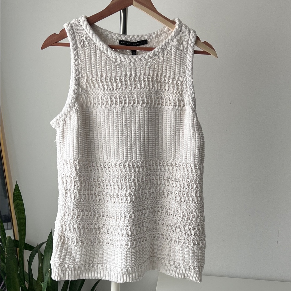 White House Black Market cotton Textured white Tank Top L